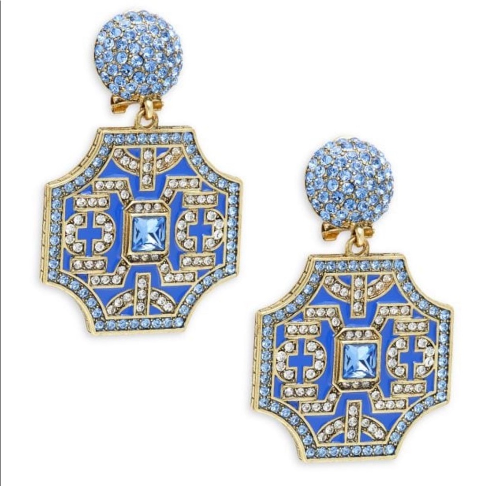 Yellow Goldtone Crystal Statement Drop Earrings